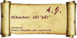 Albecker Jákó névjegykártya